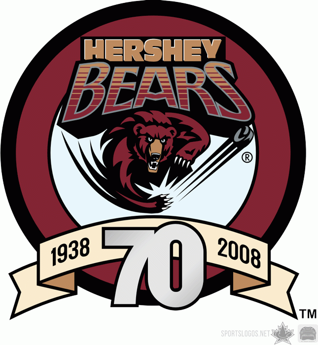 Hershey Bears 2007 08 Anniversary Logo iron on transfers for T-shirts